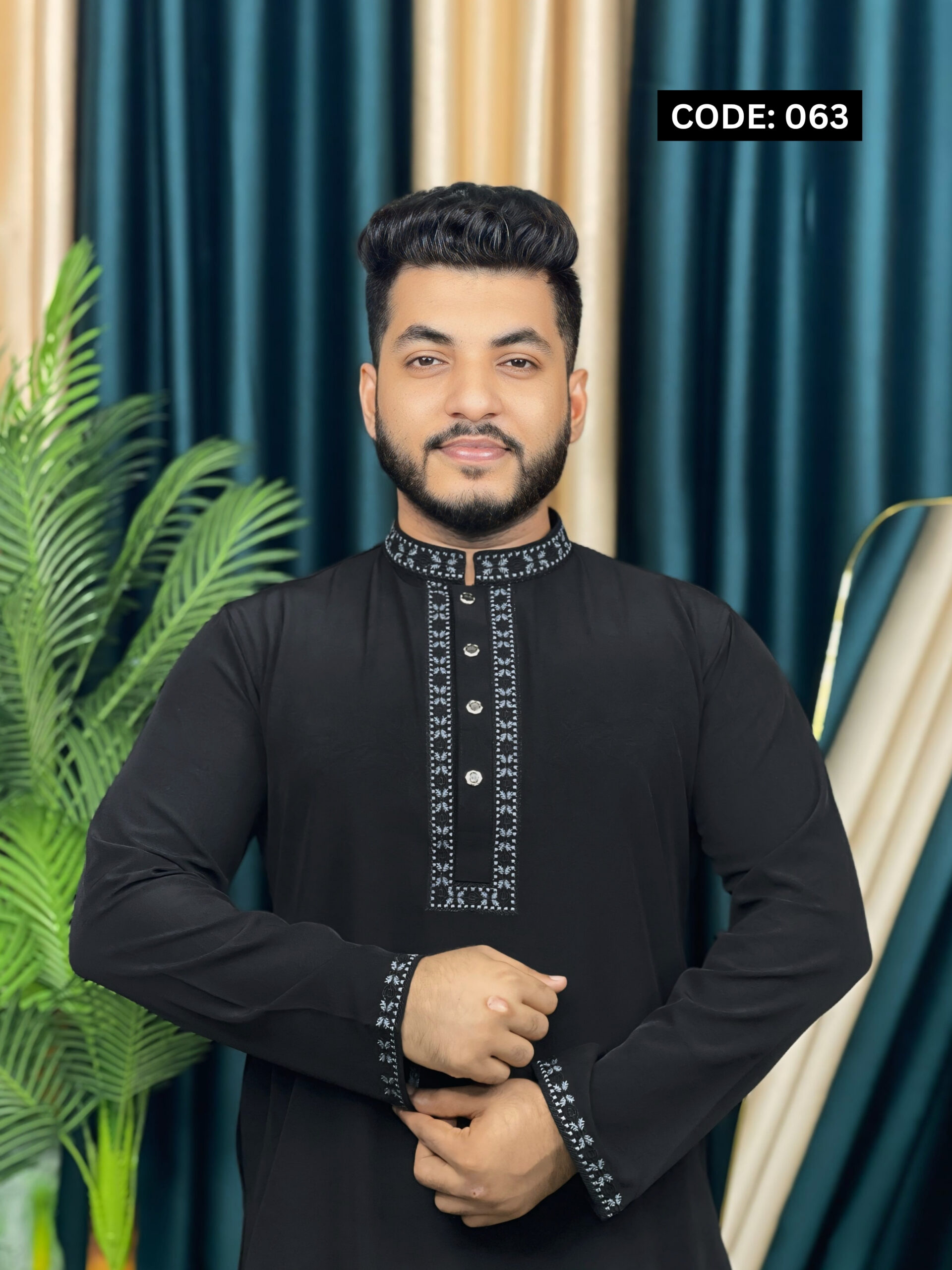063 প্রিমিয়াম চায়না মাইক্রো-স্টিচ কটন পাঞ্জাবি (CODE: 63) - Image 1